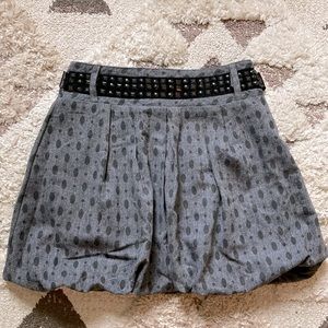 Black and Gray Bubble Skirt | Embellished Waist | Large